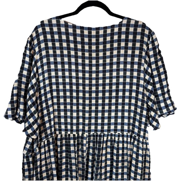 Ava & Viv Dress Womens Plus Size 2X Flutter Short Sleeve Tiered BLUE Gingham NWT - Picture 6 of 14